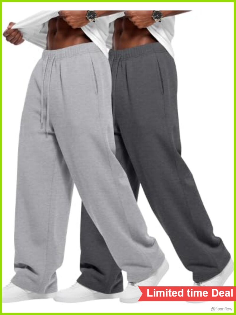 2 Pack Men's Lightweight Sweatpants Pockets Baggy Wide Leg